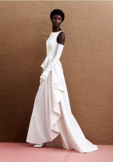 Draped Crepe Wedding Dress