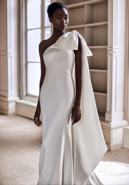 Crepe Wedding Dress With Big Bow