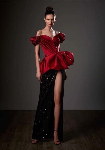 Draped High Slit Gown