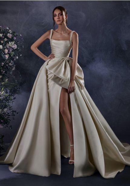Draped Mikado Wedding Dress