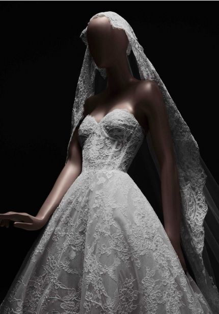 Embroidered Strapless Wedding Dress