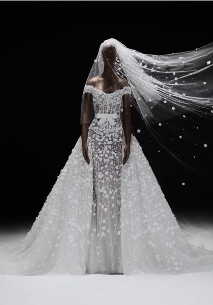 Embellished Floral Wedding Dress
