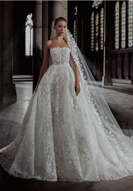Embellished Floral Wedding Dress