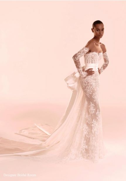 Embroidered Strapless Wedding Dress