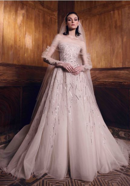 Beaded Tulle Ball Gown