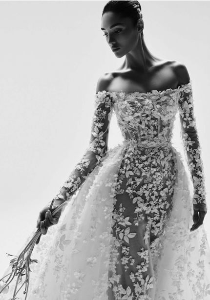 Embroidered Long Sleeve Wedding Dress