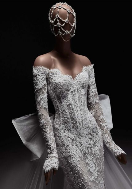 Embroidered Long Sleeve Wedding Dress